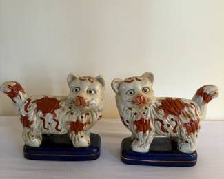 Pair ceramic foo dogs
