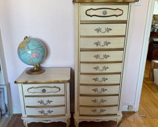 French Provincial lingerie chest & night stand