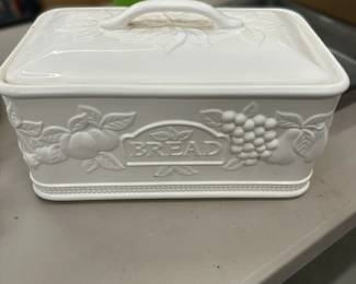 White Breadbox Portugal ceramics painted berries and fruit