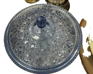 Vintage Indiana Glass Windsor Pattern Blue Candy Dish