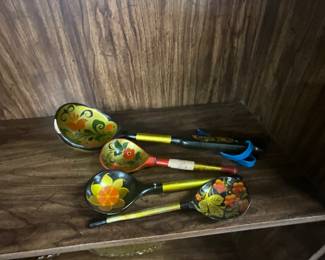 Russian Hand Painted Khokhloma Wooden Spoons