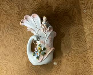 Porcelain Bisque Swan Wall Pocket Vase