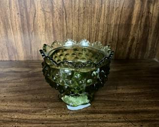 Fenton Colonial Green Hobnail Candle Holder