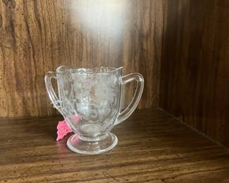 Fostoria Glass Sugar Bowls w/ Etched Design