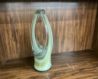 Murano Stretched Art Glass Basket Vase