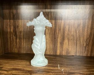 Fenton Satin Frosted Glass Liberty Torch Vase