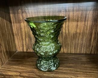 E.O. Brody Co Emerald Green Crinkle Glass Vase