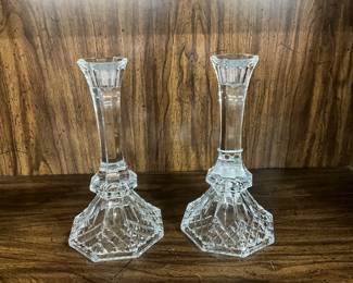 Crystal Diamond Pattern Octagonal Candlestick Holders