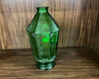 Wheaton Glass Co Green Hexagonal Lantern Shaped Vase/Bottle