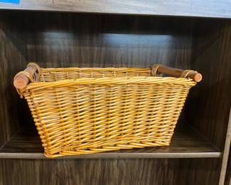Wood Handled Wicker Basket