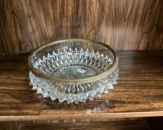 Crystal Raised Diamond Point Bowl w/Silver Rim
