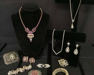 CT702Vintage rhinestone costume jewelry collection