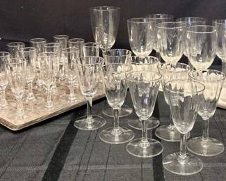 CT661Vintage Beveled Liqueur And Wine Glasses