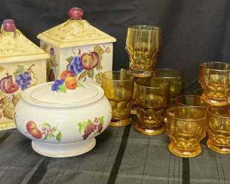 CT650Vintage Amber Glassware And More