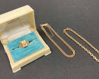 CT705VVintage Class Ring And Two Gold Bracelets