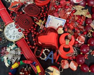 CT723Red Costume Jewelry Mystery Lot