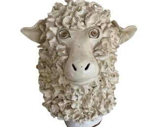Large Ceramic Whimsical Sheep Statue