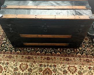 Antique Steamer Trunk, Wool Carpet