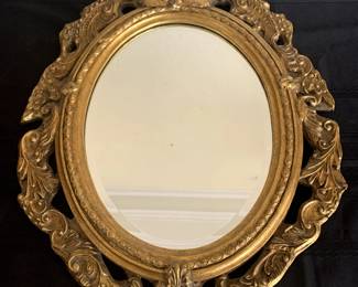 Antique Gilt Framed Beveled Oval Mirror