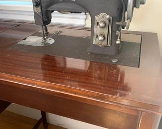 Vintage Domestic Rotary Sewing Machine in Cabinet
