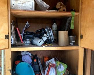 Misc Electric Tools and Equipment, Tall Wooden Storage Cabinet