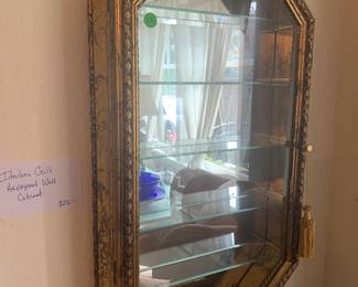 Italian Gilt Octagonal Wall Mounted Mirror Display Cabinet
