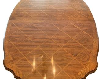 Thomasville Legacy Collection Dining Table, Parquet Pattern with Burl Banding 
