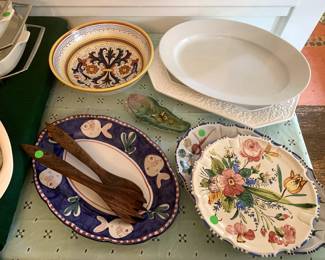 Italian Serving Pieces and Olive Wood Salad Tools