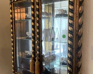 Horchow Gilded Double Door Mirrored Wall Cabinet