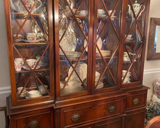 Saginaw mahogany Curved glass China hutch