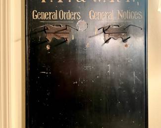 GLOBE WERNICHE Made RAILWAY Board
Toledo / Peoria / Western Railways
Milwaukee/ Authentic 24 x 19
(GW made the antique Lawyer Bookcases)