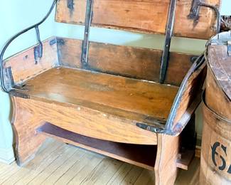 Antique Buckboard Sleigh Iron/Wood Bench 36 x 37 “ high /Sturdy Great pc