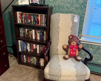 Book Shelf, Books, Table Lamp, Accent Chair