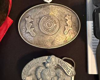 Sterling Mayan Design Belt Buckle