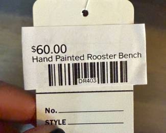 Hand Pained Rooster Bench