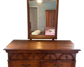 Pecan Wood Dresser with Mirror