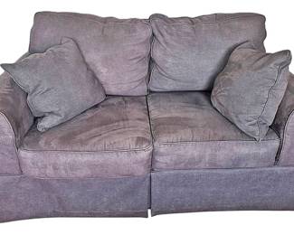 Blue Denim Overstuffed Loveseat Couch