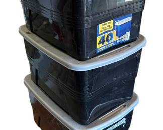 3x 40qt Plastic Storage Tote Boxes