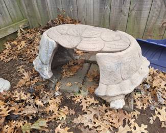 3-pc Concrete Turtle Garden Bench
