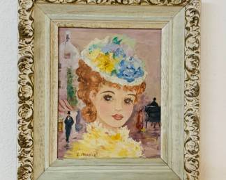 MCM Victorian Style Oil Painting Portrait