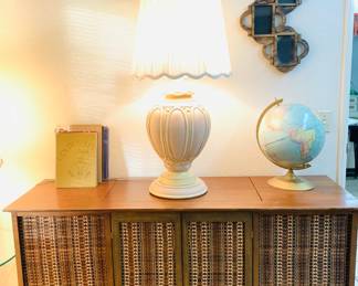 Mid Century Stereo Cabinet - Large Pink Table Lamp