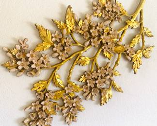 Large Mid Century Syroco Blooming Flower Wall Decor - 1 of 3
