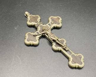 Crucifix with dark wooden inlay