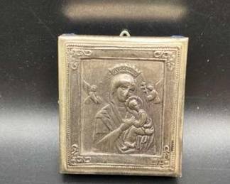Beautiful icon with blue velvet backing
