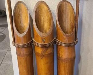 Giant Ikebana bamboo triple vase (also can be used to store swords, fabric,  etc.)