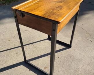 1940s English School desk with names carved on sides