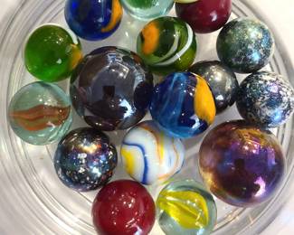 one of two lots of marbles -- these are all shooters or larger