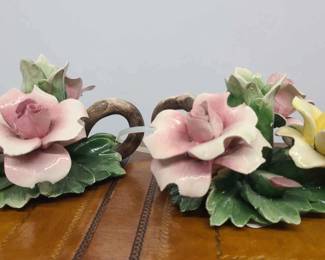 Capodimonte Floral Candle Sconces