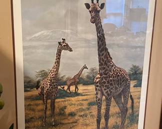 Charles Frace' Signed "Masai Giraffes at Amboseli" Print