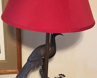 Hollywood Regency Bronze Peacock Lamp